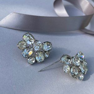 Vintage Art Deco Rhinestone Brooch Pin - Pair / Set